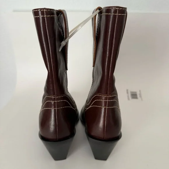 NEW Free People Pitchfork Point Western Leather Boots Cowgirl Bootie
